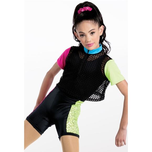 Dance Costume Weissman 14481 Small Adult Green Hip Hop Sequin Jazz Acro - Picture 1 of 3